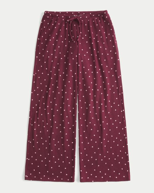 Hollister Purple Cozy Ribbed Wide-leg Pants