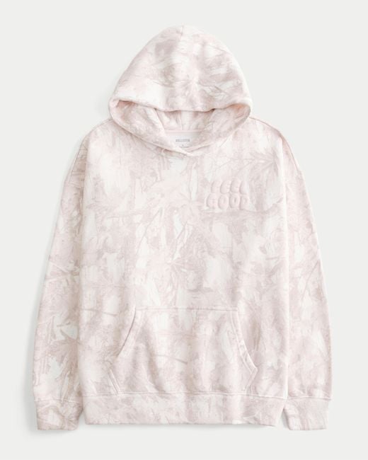 Hollister Natural Hollister Feel Good Oversized Graphic Camo Hoodie