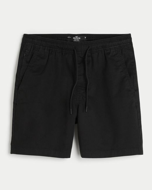 Hollister Black Twill Jogger Shorts 7" for men