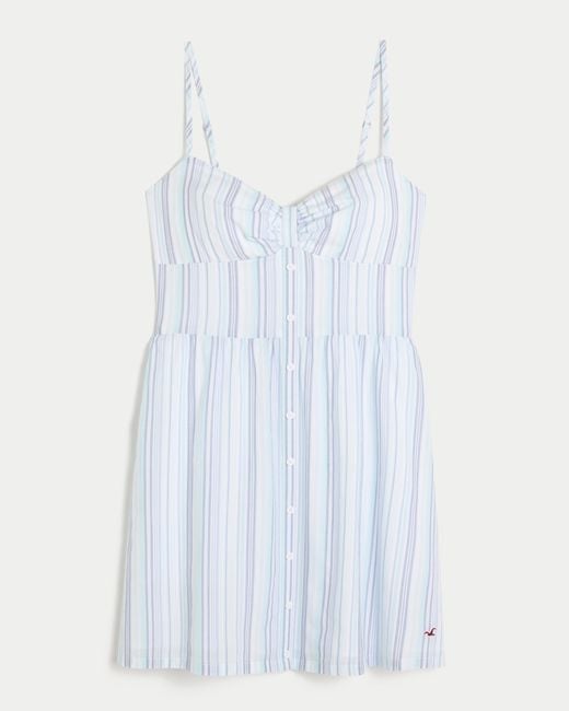 Hollister White Button Front Woven Mini Dress