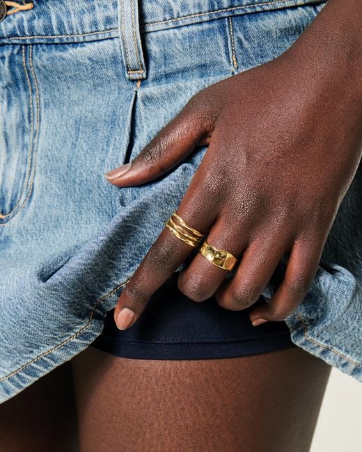 Hollister Blue Plissierter Mini-Skort aus Jeansstoff
