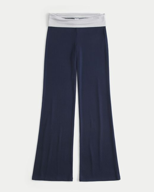 Hollister Blue Always Cozy Knit Foldover Waist Flare Pants