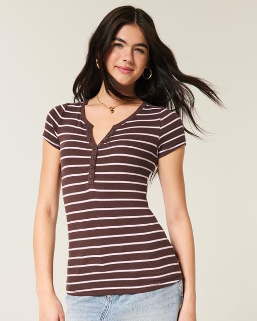 Hollister Multicolor Kurzärmliges Henley