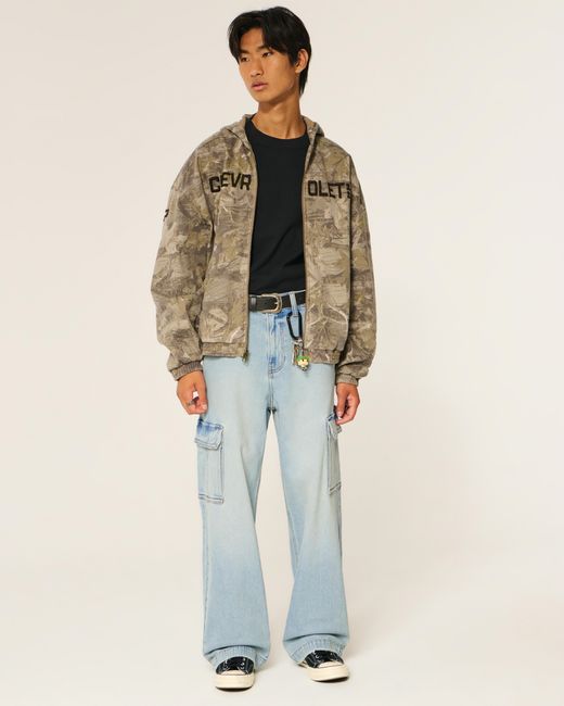 Hollister Blue Super Baggy Cargo Jeans for men