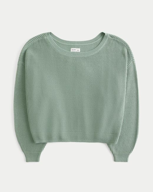 Hollister Green Slouchy Off-the-shoulder Sweater