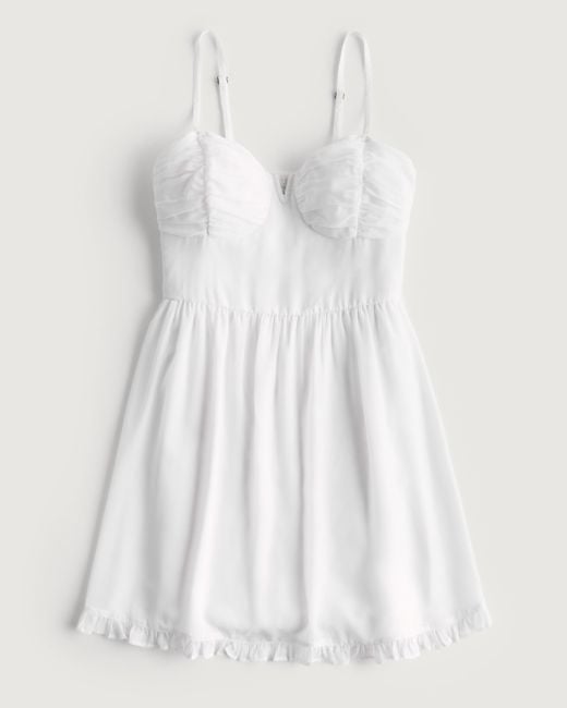 Hollister White Chiffon Corset Mini Dress