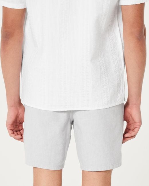Hollister White Linen Blend Pull-on Shorts 7" for men