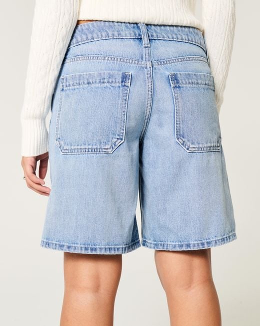 Hollister Blue Low-rise Light Wash Baggy Jort