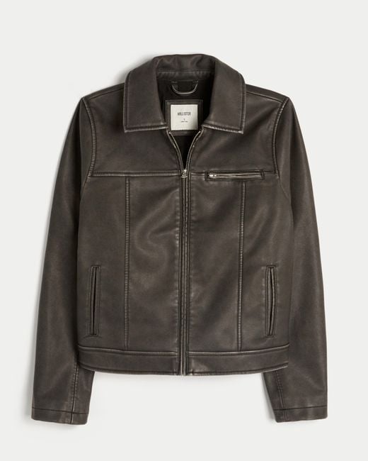 Hollister Black Vegan Leather Zip-up Jacket