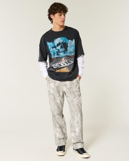 Hollister White Linen-blend Camo Baggy Pants for men