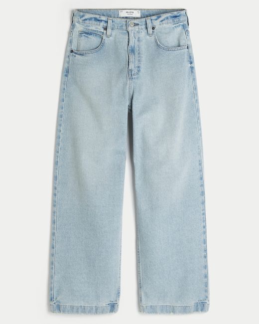Hollister Blue Light Wash Super Baggy Jeans for men