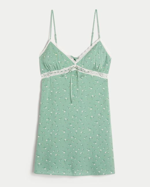 Hollister Green Lace Detail Slip Mini Dress