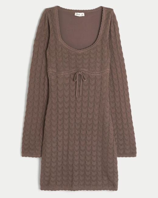 Hollister Long-sleeve Crochet-style Mini Dress in Brown | Lyst UK Hollister Long-sleeve Crochet-style Mini Dress in Brown | Lyst UK