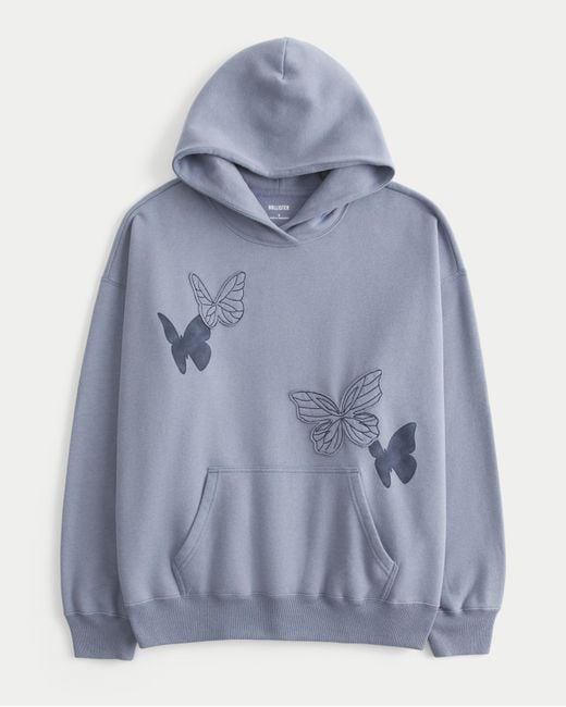 Hollister Blue Hollister Feel Good Oversized Butterfly Graphic Hoodie