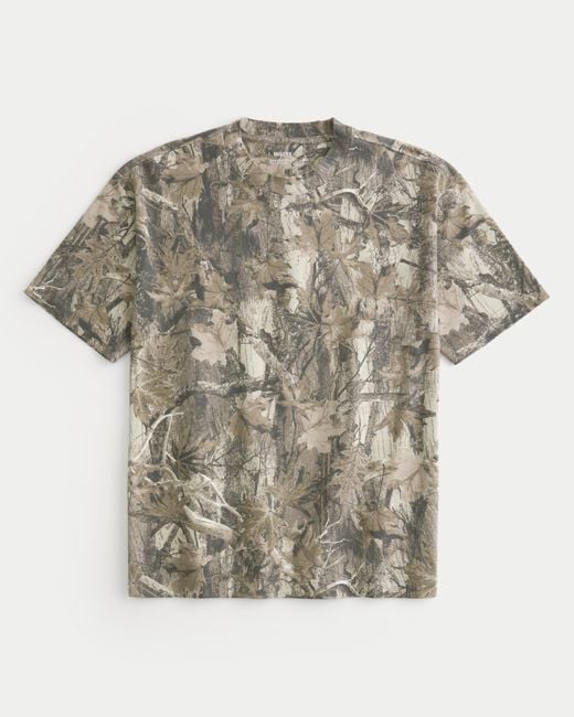 Hollister White Heavyweight Boxy Camo Pattern T-shirt for men