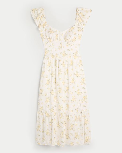Hollister Natural V-waist Open Back Midi Dress