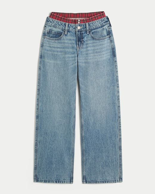 Hollister Blue Low-rise Medium Wash Boxer Waist Baggy Jeans