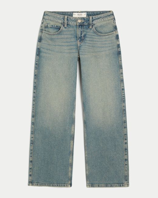 Hollister Blue Low-rise Y2k Medium Wash Baggy Jeans