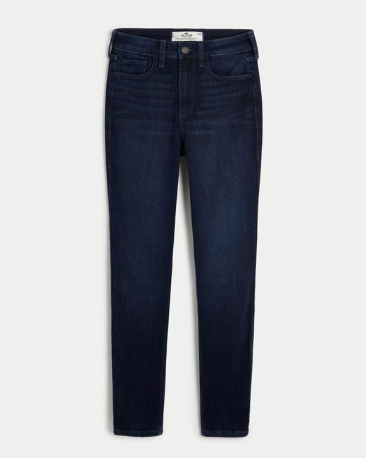 Hollister Blue Curvy High-rise Dark Wash Super Skinny Jeans