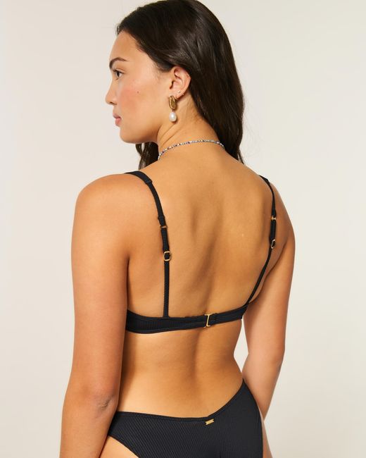 Hollister Black High Apex Ribbed Underwire Bikini Top