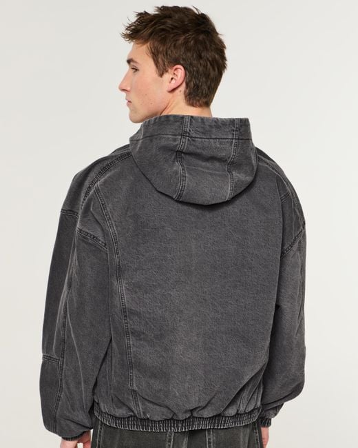 Hollister Gray Tattoo Graphic Denim Skater Jacket for men