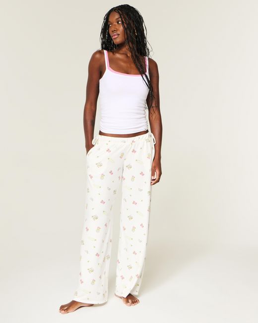 Hollister White Always Cozy Side-tie Baggy Pants