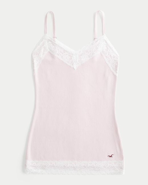 Hollister Pink Lace Trim Layering Cami