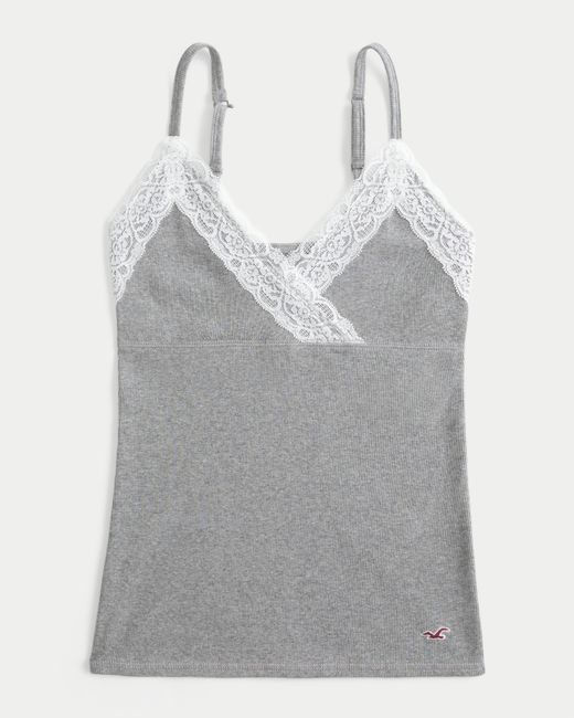 Hollister Gray Wrap Lace Trim Layering Cami