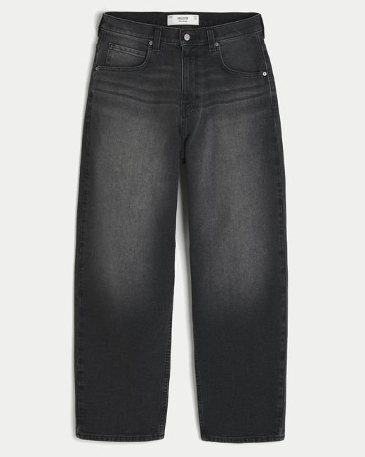 Hollister Gray Washed Black Graphic Skater Baggy Jeans for men