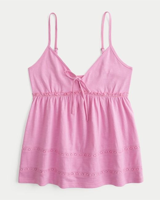 Hollister Pink Tie-front Babydoll Top