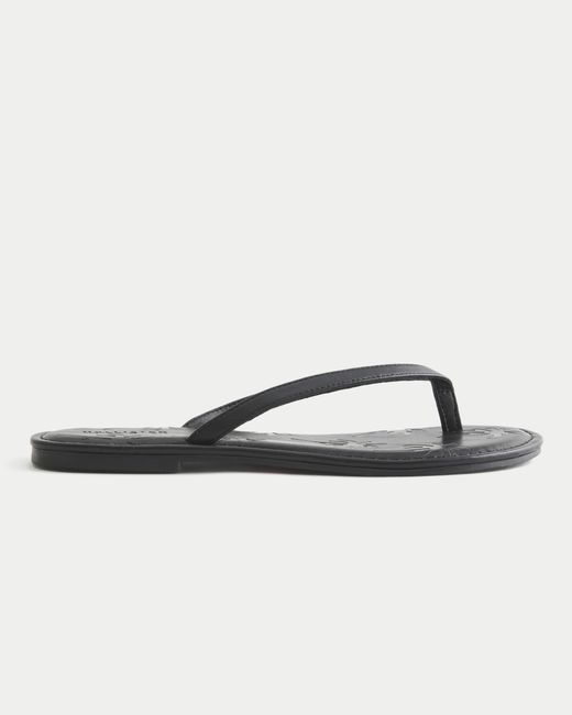 Hollister Black Palm Tree Pattern Flip Flops