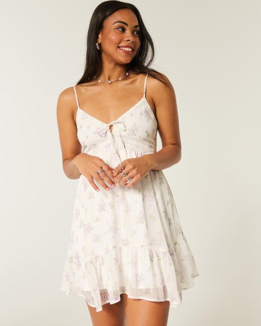 Hollister Natural Minikleid aus Chiffon mit asymmetrischem Saum