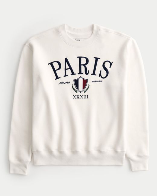 Hollister Natural Relaxed Paris Graphic Crew Sweatshirt for men