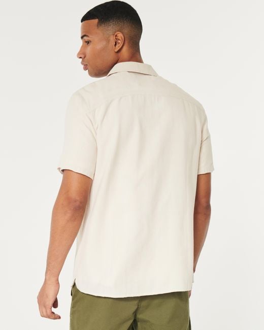 Hollister Natural Short-sleeve Button-through Shirt for men