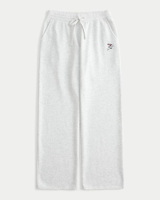 Hollister White Snoopy Graphic Straight Sweatpants