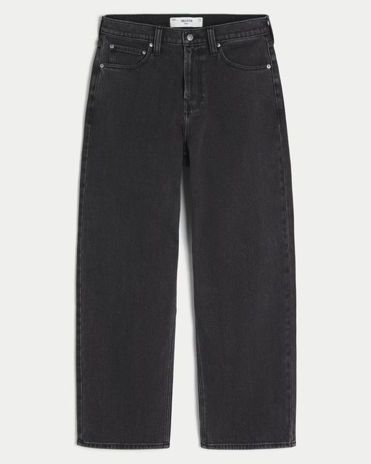 Hollister Blue Washed Black Dodge Hellcat Graphic Baggy Jeans for men