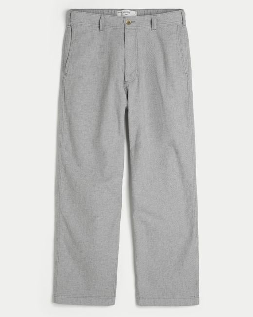 Hollister Gray Linen-blend Flex-waist Baggy Pants for men
