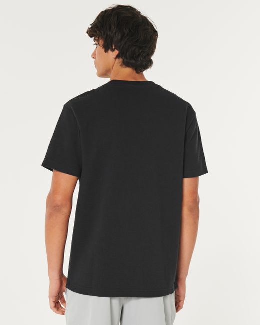 Hollister Black Relaxed Textured Crew T-shirt for men