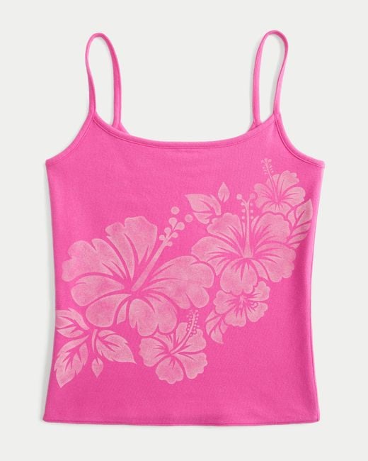 Hollister Pink Hollister Callie Reversible Floral Graphic Cami