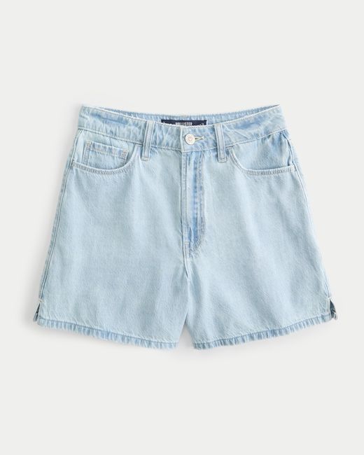 Hollister Blue Ultra High Rise leichte Jeans-Mom-Shorts im Stil der 90er Jahre in heller Waschung