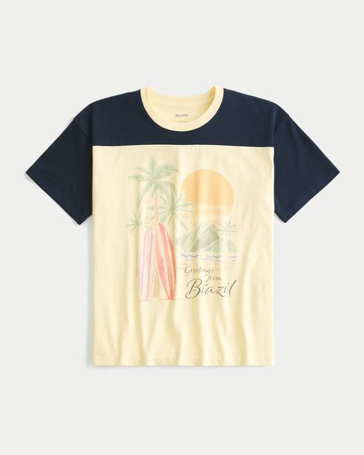 Hollister Blue Oversized Brazil Graphic Tee