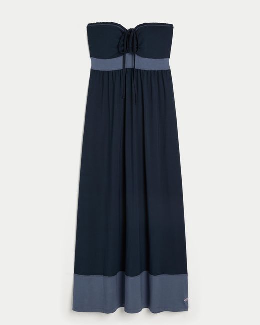 Hollister Blue Strapless Knit Maxi Dress