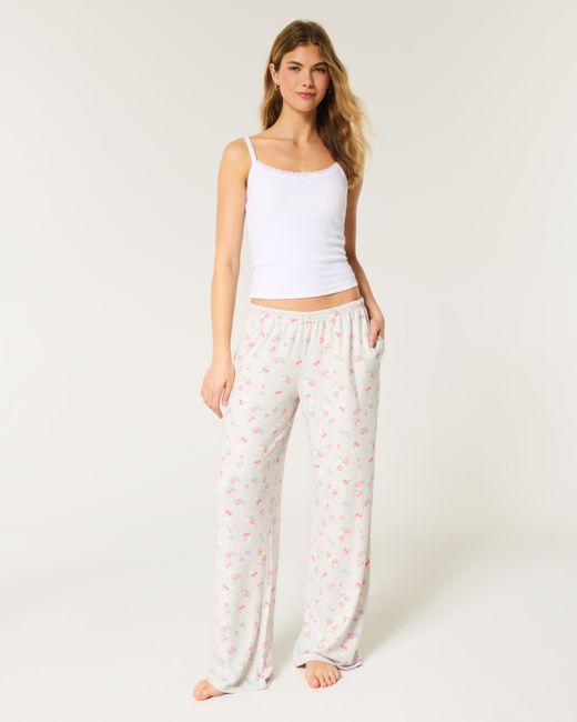 Hollister Cozy Wide leg Pajama Pants in White Lyst UK