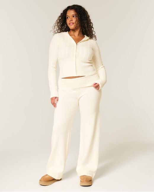 Hollister Natural Gilly Hicks Sweater-knit Foldover Straight Pants