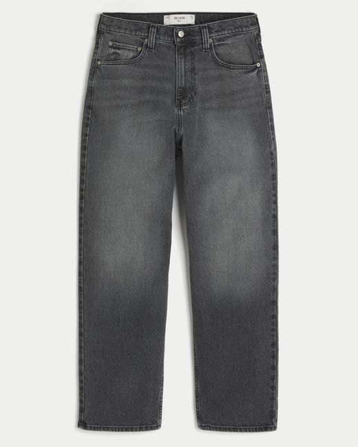 Hollister Gray Grey Heart Graphic Baggy Jeans for men