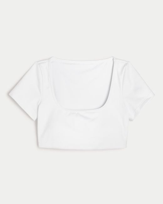 Hollister Natural Gilly Hicks Active Recharge Crop Square-neck Top