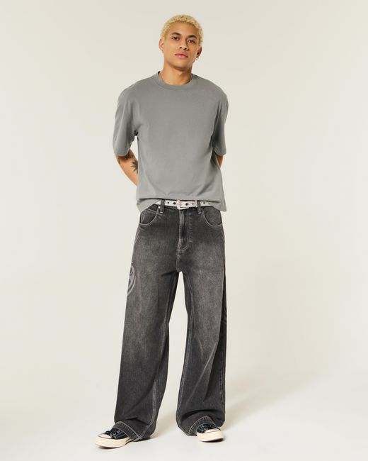 Hollister Gray Super Boxy Crew T-shirt for men
