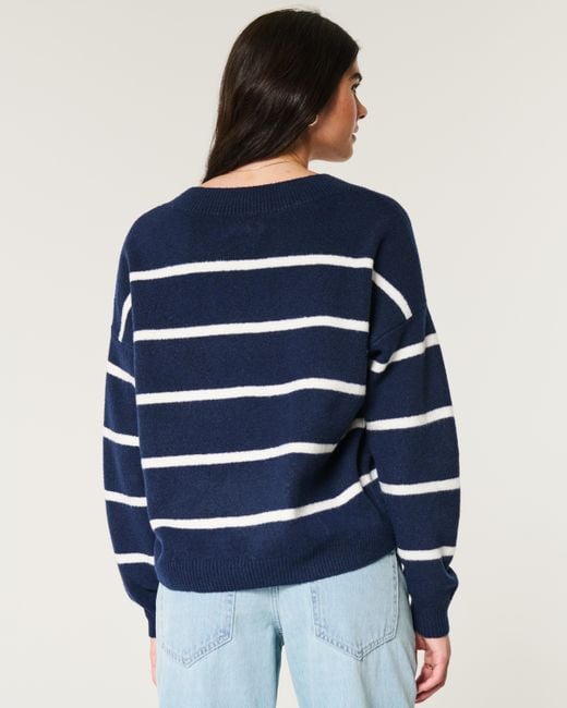 Hollister Oversized V neck Sweater in Blue Lyst UK