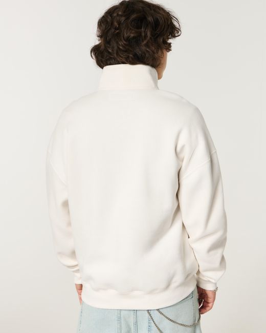 Hollister Natural Boxy Quarter-zip Logo Graphic Sweatshirt for men