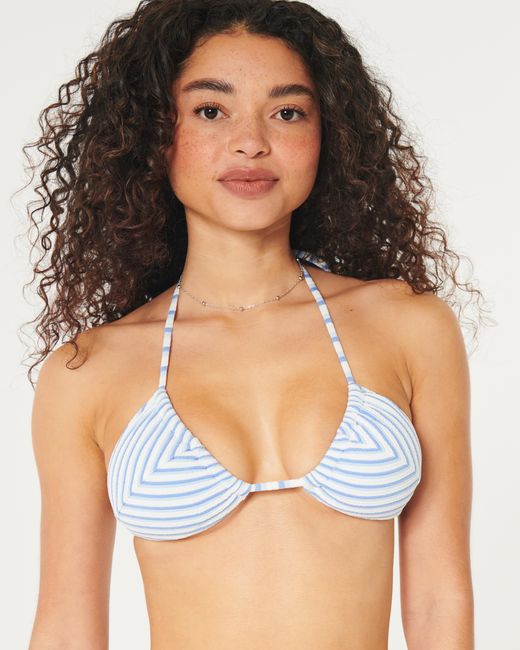 Hollister Blue Scrunch-ribbed Multi-way Triangle Bikini Top